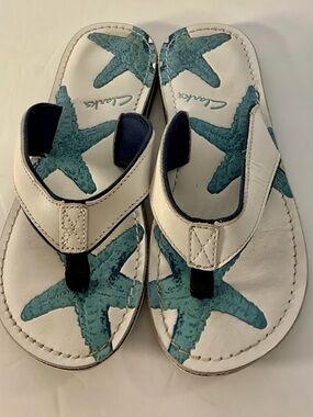 Look new…CLARKS…ocean theme leather sandals